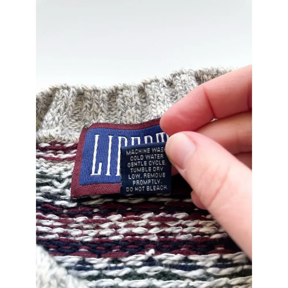 Men's Vintage Liberty Fair Isle Multicolor Knit Crewneck Sweater Size XL